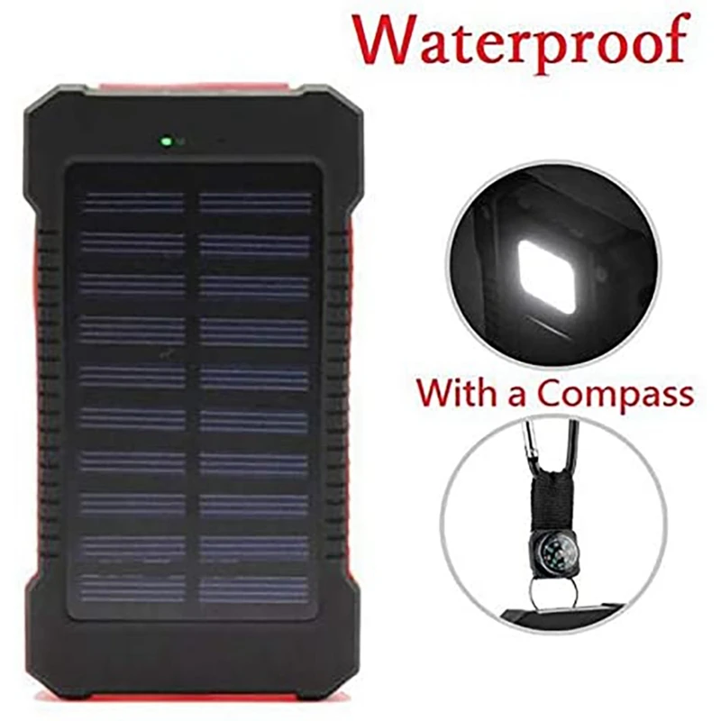 Зарядное устройство на солнечной батарее 2000 мАч портативное зарядное с 2 USB