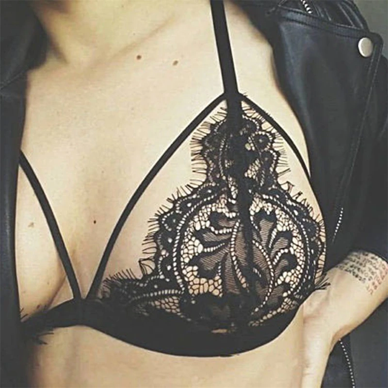 Women Lace-up Push Up Bralette Unpadded Plunge Bra Sexy Brassiere Lingerie X3UE
