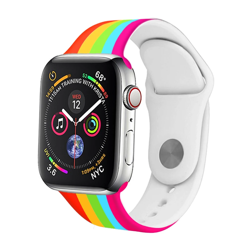 Мягкий силиконовый сменный спортивный ремешок для 38 мм Apple Watch Series1 2 3 4 5 42 мм ремешок для наручных браслетов для iWatch Sports Edition - Цвет ремешка: Rainbow