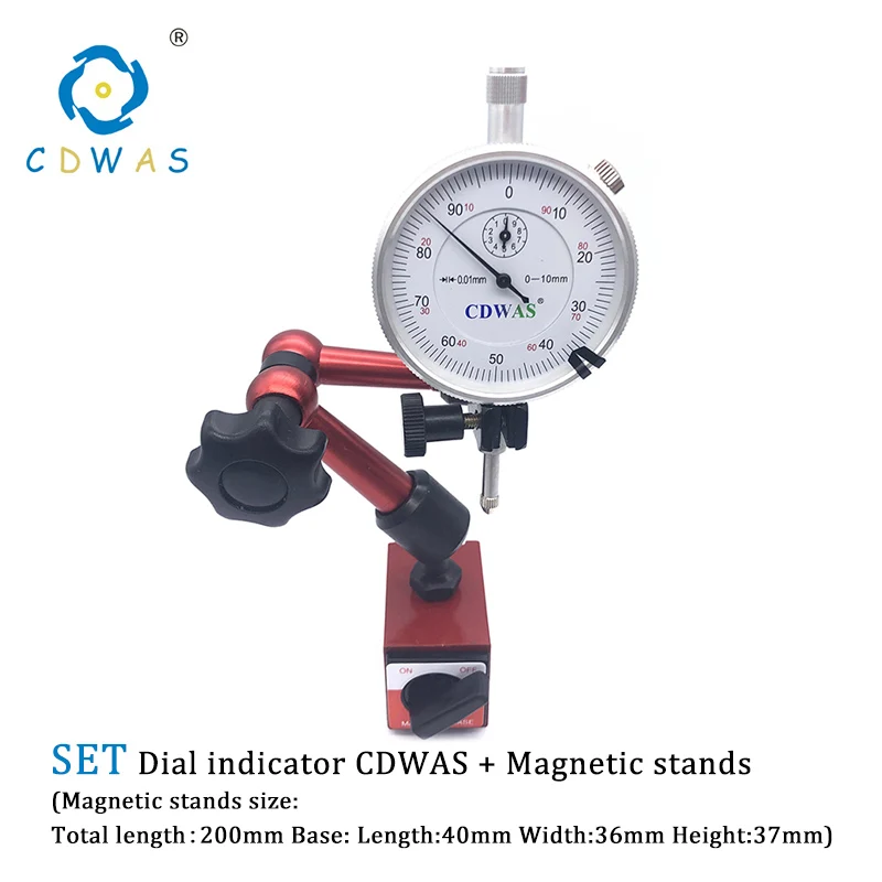 200mm CDWAS Set Магнитные подставки индикатор циферблата универсальный магнитный держатель стенд настольная точная шкала индикаторы набор инструментов для измерения - Цвет: 200mm CDWAS Set