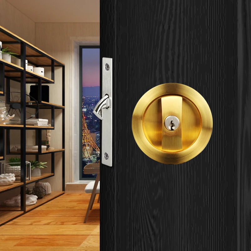 

Zinc alloy sliding door lock kitchen toilet toilet folding door lock hook lock invisible double side hardware