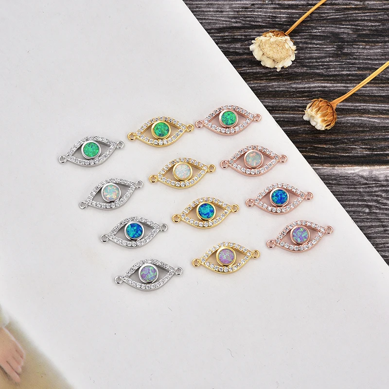 KAMAF медный инкрустированный Цирконий сглаза опал соединитель браслет ожерелье DIY