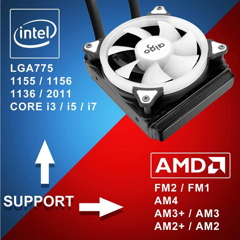Darkflash Aigo водяная жидкость кулер для процессора T120/240 радиатор тихий вентилятор водяного охлаждения кулер для процессора Led Halo огни LGA 775/AM2/AM3/AM4