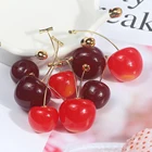 Модные висячие серьги в форме красных вишневых фруктов, милые богемные женские серьги в форме вишни, длинные висячие серьги в виде фруктов