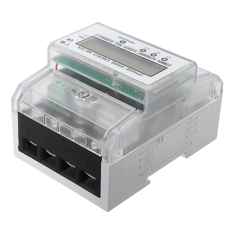 XTM024 5 80A цифровой 3 фазный 4 провод тока метр ЖК дисплей измеритель на DIN рейку