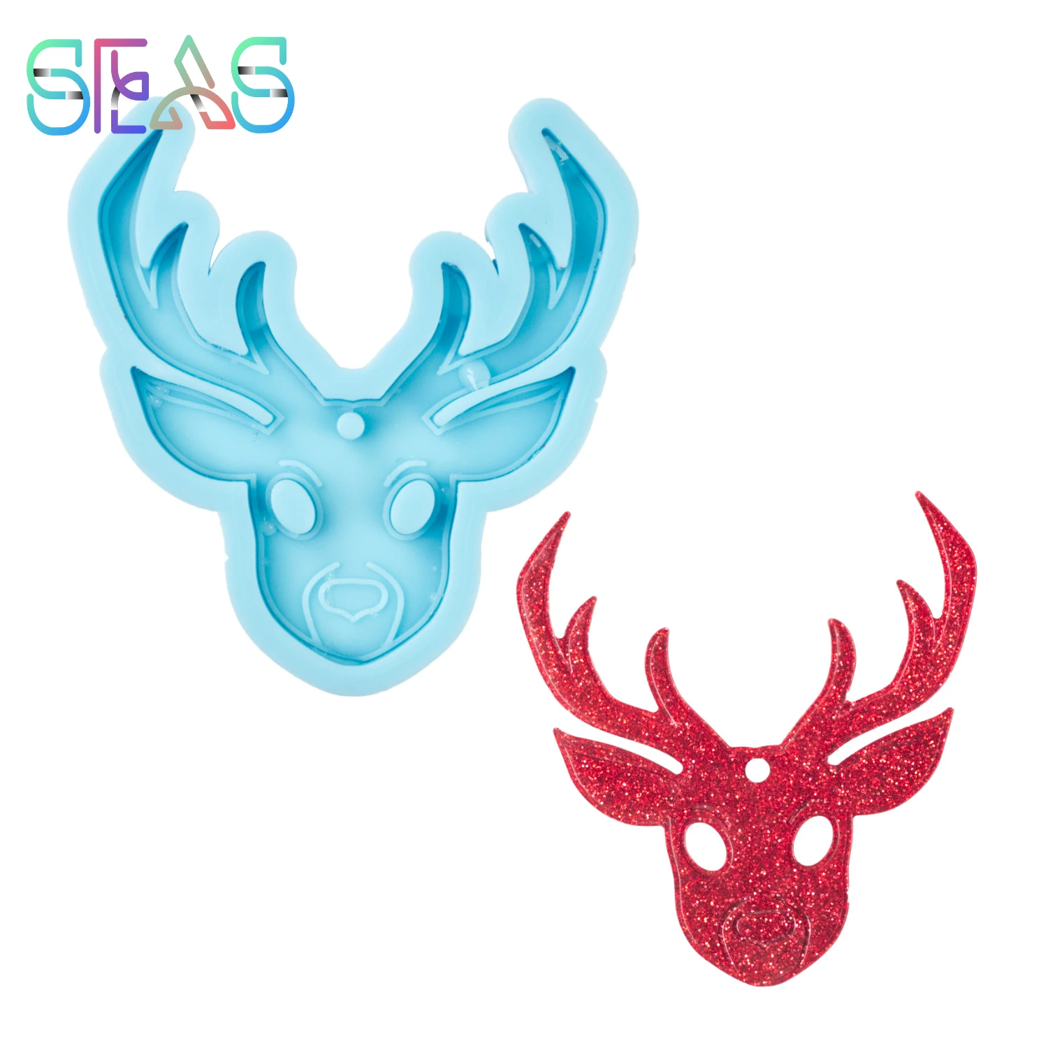 

Deer Heads Keychains Mold elk Silicone Mold Clay DIY Jewelry Making glitter epoxy Resin mould