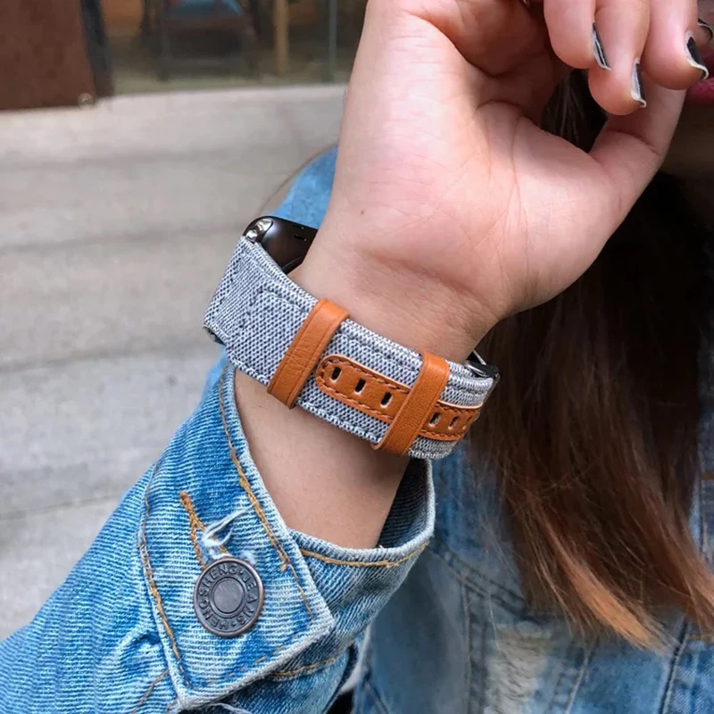 Классический джинсовый/кожаный ремешок для Apple Watch 38 мм 40 мм 42 мм 44 мм тканевый браслет для iWatch серии 2 3 4 ремешок для часов