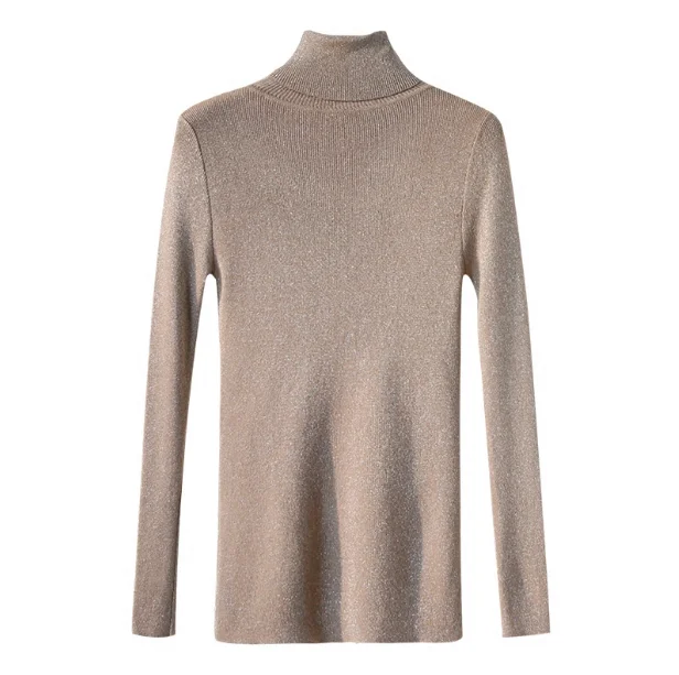 Shiny Lurex Autumn Winter Sweater Women Long Sleeve Turtleneck Pullover Basic Sweaters Korean Style Knit Tops Femme | Женская одежда
