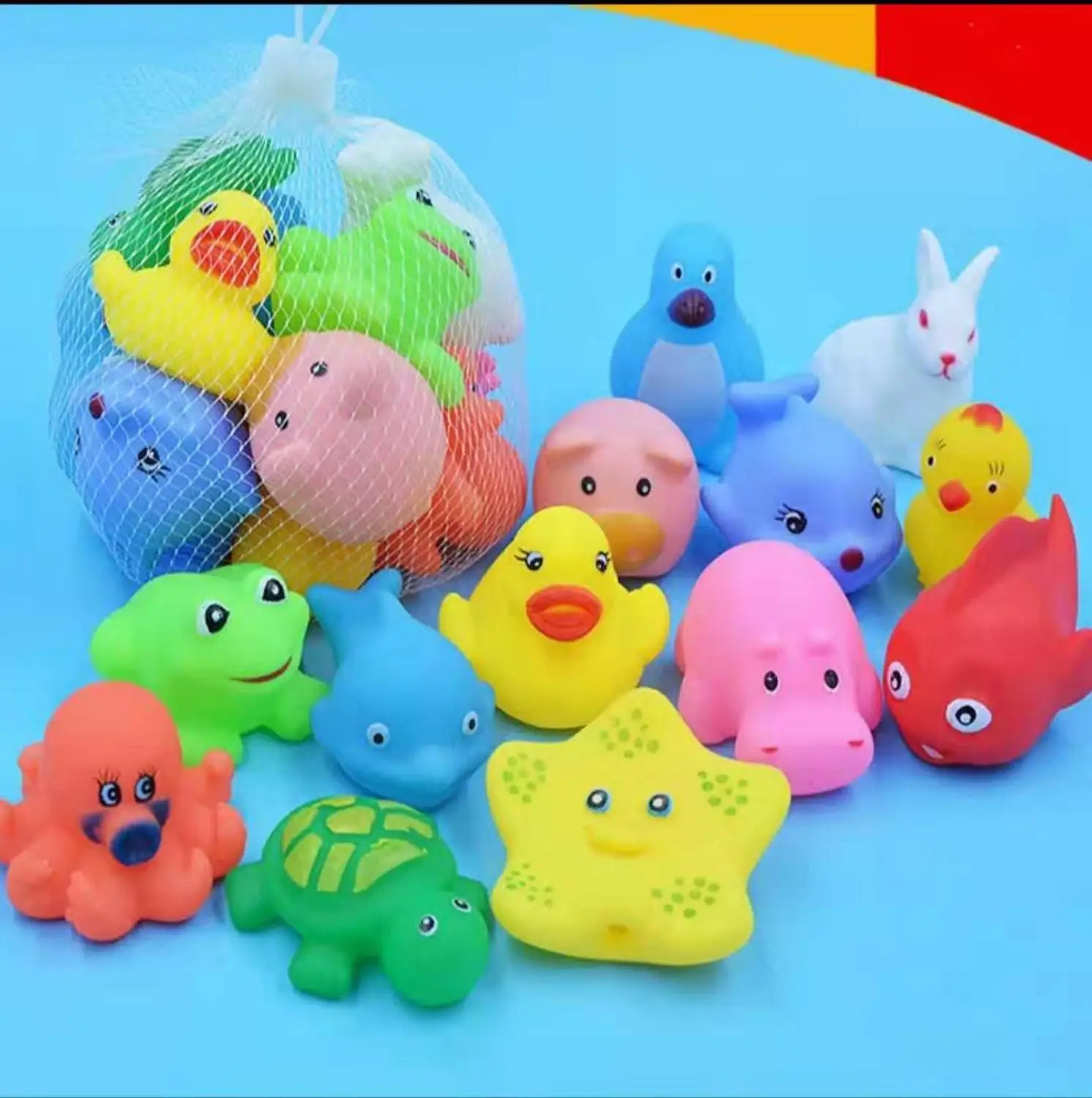 Детская игрушка для ванны, для ванны, для игры в воду, маленькая Желтая утка, для ванной, для девочек и девочек, для детей, для купания, набор игрушек-пазлов - Цвет: random 13PCS