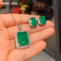 charms emerald gemstone lab diamond pendant necklace earrings wedding party fine jewelry sets gift for women vintage accessories