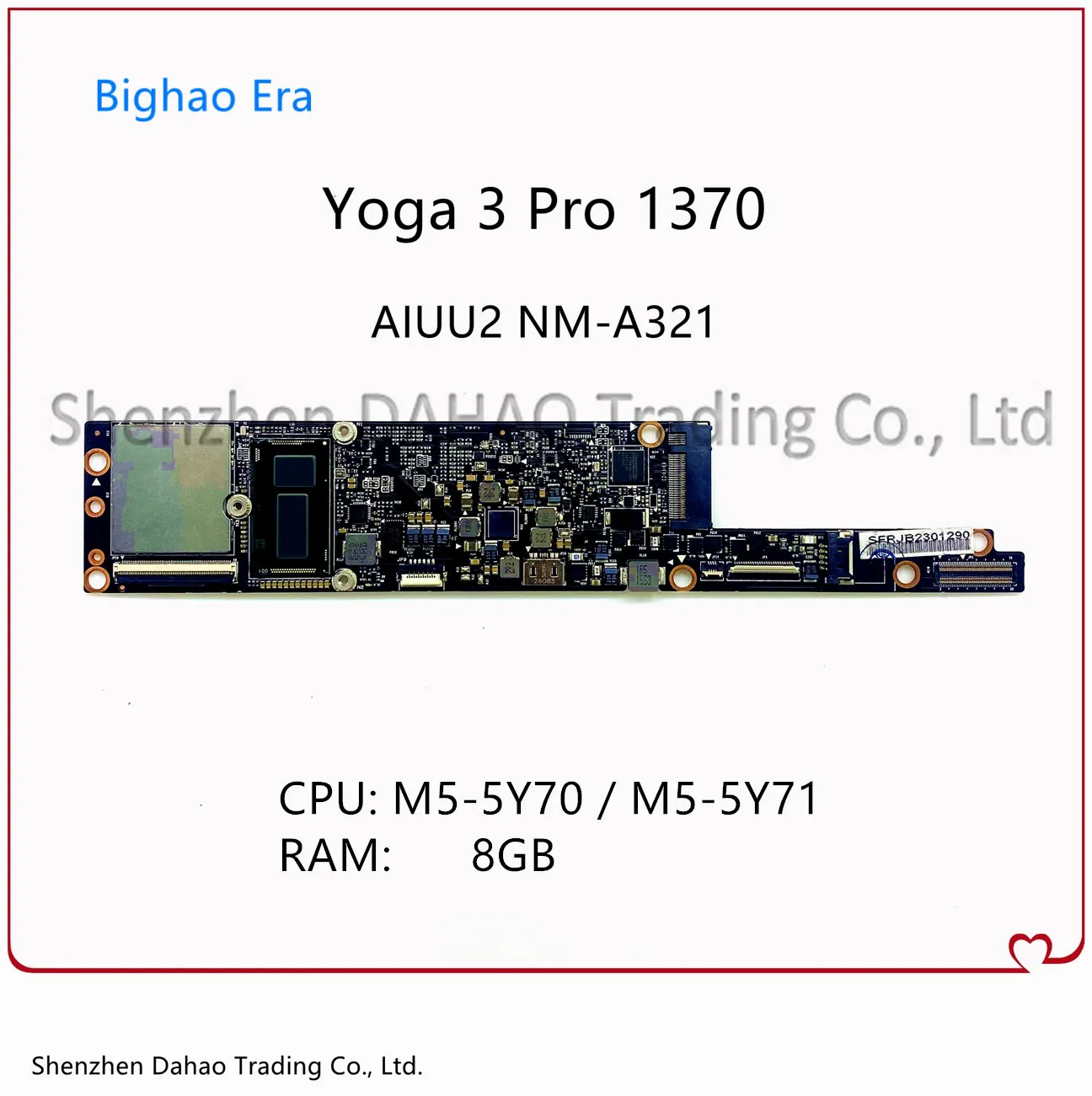 

For Lenovo YOGA 3 Pro 1370 Laptop Motherboard AIUU2 NM-A321 Mainboard 5B20H30467 With M-5Y71/5Y70 CPU 8GB-RAM 100% Fully Tested