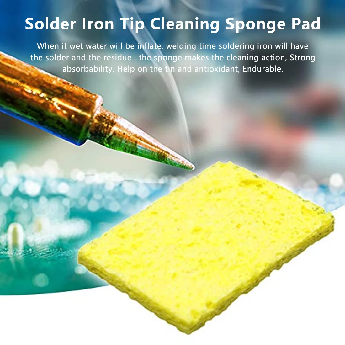 

10PS Reusable Yellow High Temperature Resistant Cleaning Sponge Suitable For Electric Soldering Iron Cleaning Supplies
