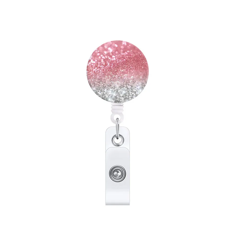 

Creative Retractable Nurse Badge Holder Reel High Quality Starry Marble Pattern Anti-lost Clip Keyring Id Namecard Office Supply