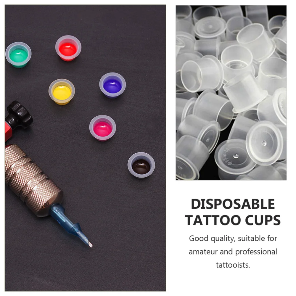 

300Pcs Cups Ink Caps Disposable Makeup Pigment Cups (Random Color)