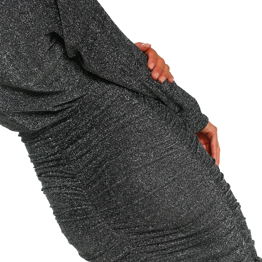 Клубное женское платье коктейльное плиссированное с блестками вечерние