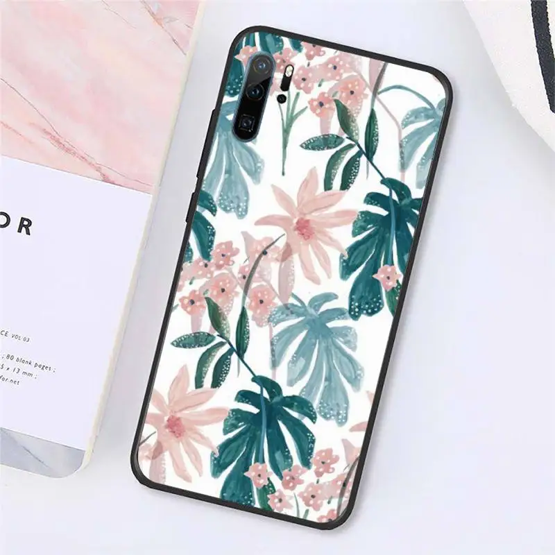 

Retro Leaves plant pattern Phone Case For Huawei honor Mate P 10 20 30 40 Pro 10i 9 10 20 8x Lite Y91C V17 6.38 6.44