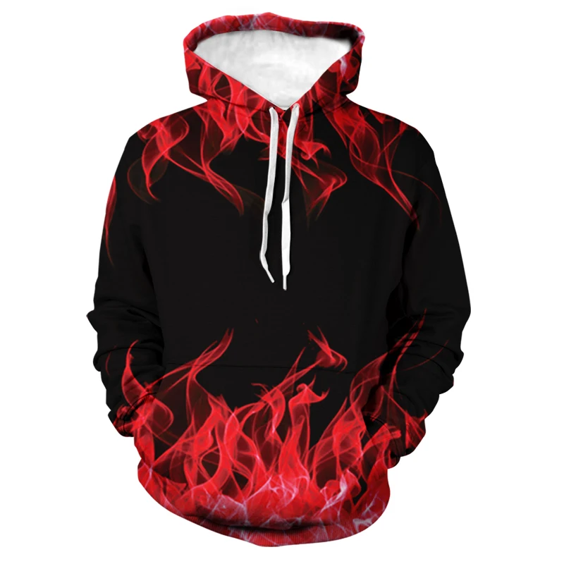 

Flame Printed Men's Hoodie 2021 Spring Autumn Popular Sweatshirt Fashion Hooded Jacket Streetwear Loose Outerwear Plus Size 6XL