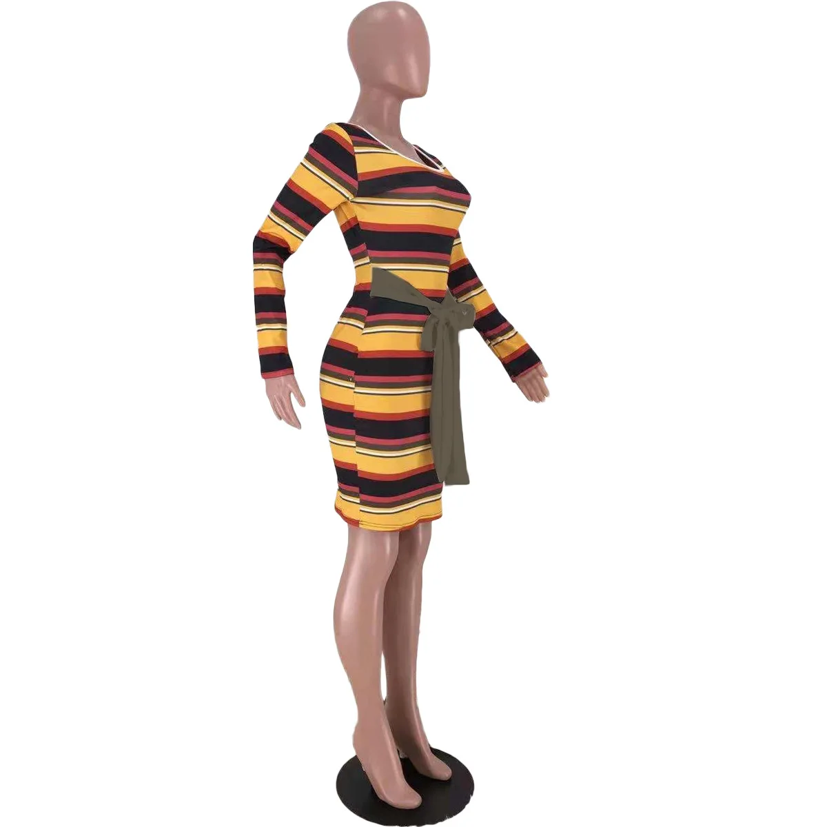 Женское контрастное Платье футляр средней длины в полоску элегантная рабочая