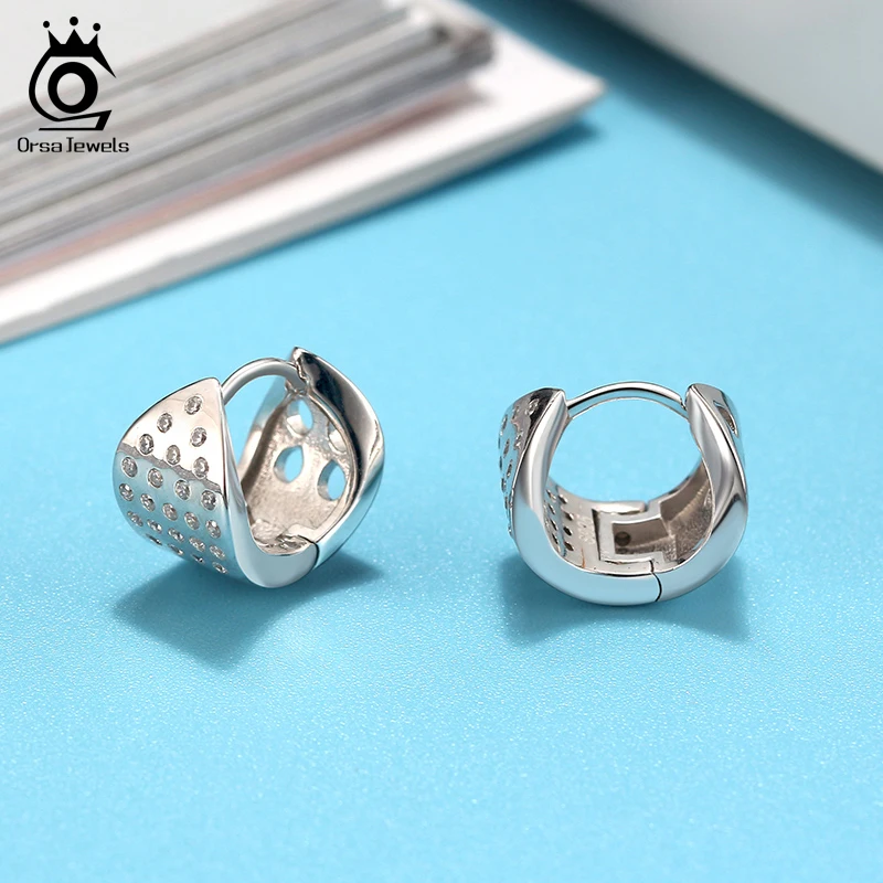 Женские серьги с полыми камнями ORSA JEWELS маленькие 24 фианит AAAA элегантные изящные