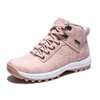 Женские зимние походные ботинки, водонепроницаемые ботильоны, сохраняют тепло, кожаная обувь, женские уличные треккинговые ботинки, большой размер 35-42, Розовая обувь
