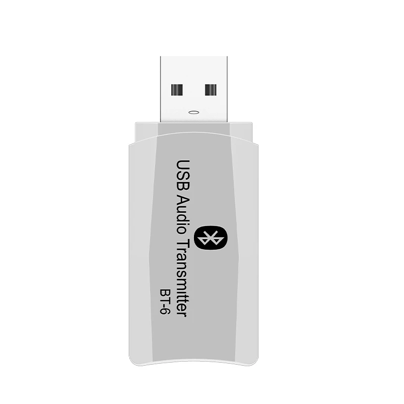 White DISOUR BT-6 беспроводной аудио адаптер 5,0 Bluetooth передатчик приемник 3 в 1 USB 3,5 мм AUX защитный Мини-ключ для автомобиля ТВ ПК динамик MP3 - Цвет: White