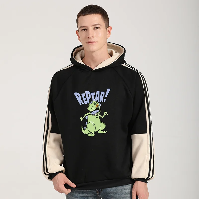 

Dinosaur Personalise Reptar Pullover Loose Casual Stitch Hoodie Winter Sweatshirt Oversize Harajuku Sports Outfit for Women Man