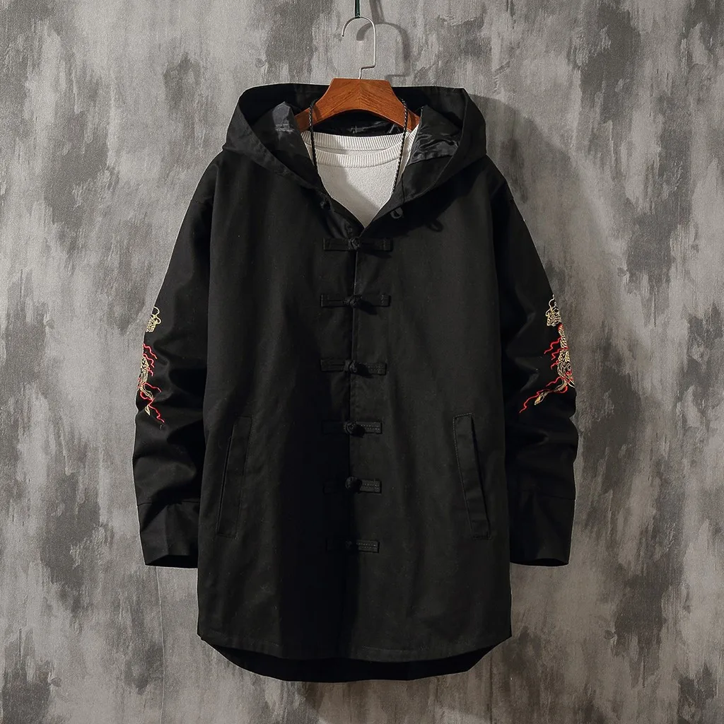Зимняя мужская куртка с капюшоном модная новая зимняя стильная ретро вышитой