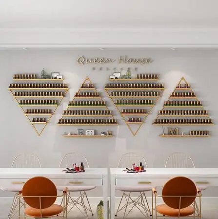 

Настенные держатели для ногтей в скандинавском стиле, железный стеллаж для маникюра и магазина, металлическая полка-органайзер для маникюр...