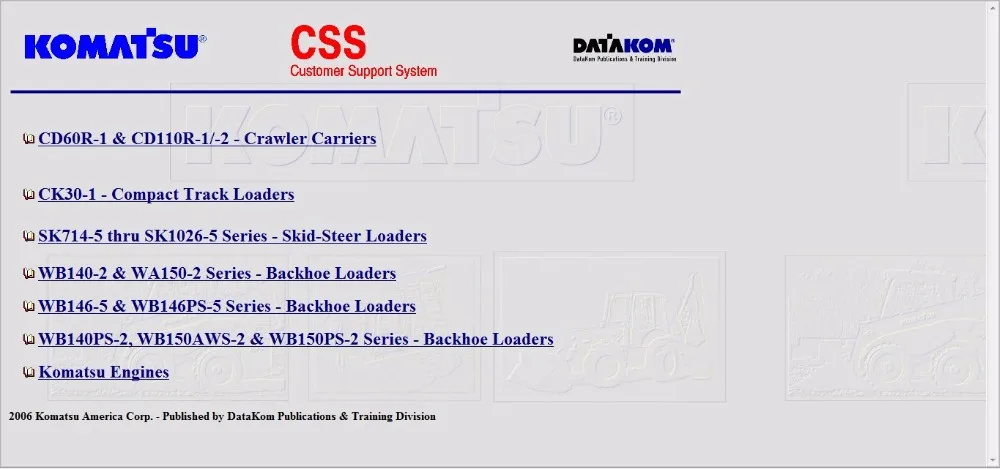 

KOMATSU CSS Repair 2008 Полный комплект