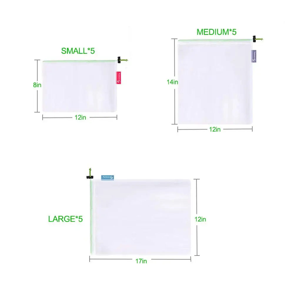 

15pcs Mesh Bag Drawstring Pocket Shopping Storage Bag Fine Mesh Fruit Drawstring Mesh Bag