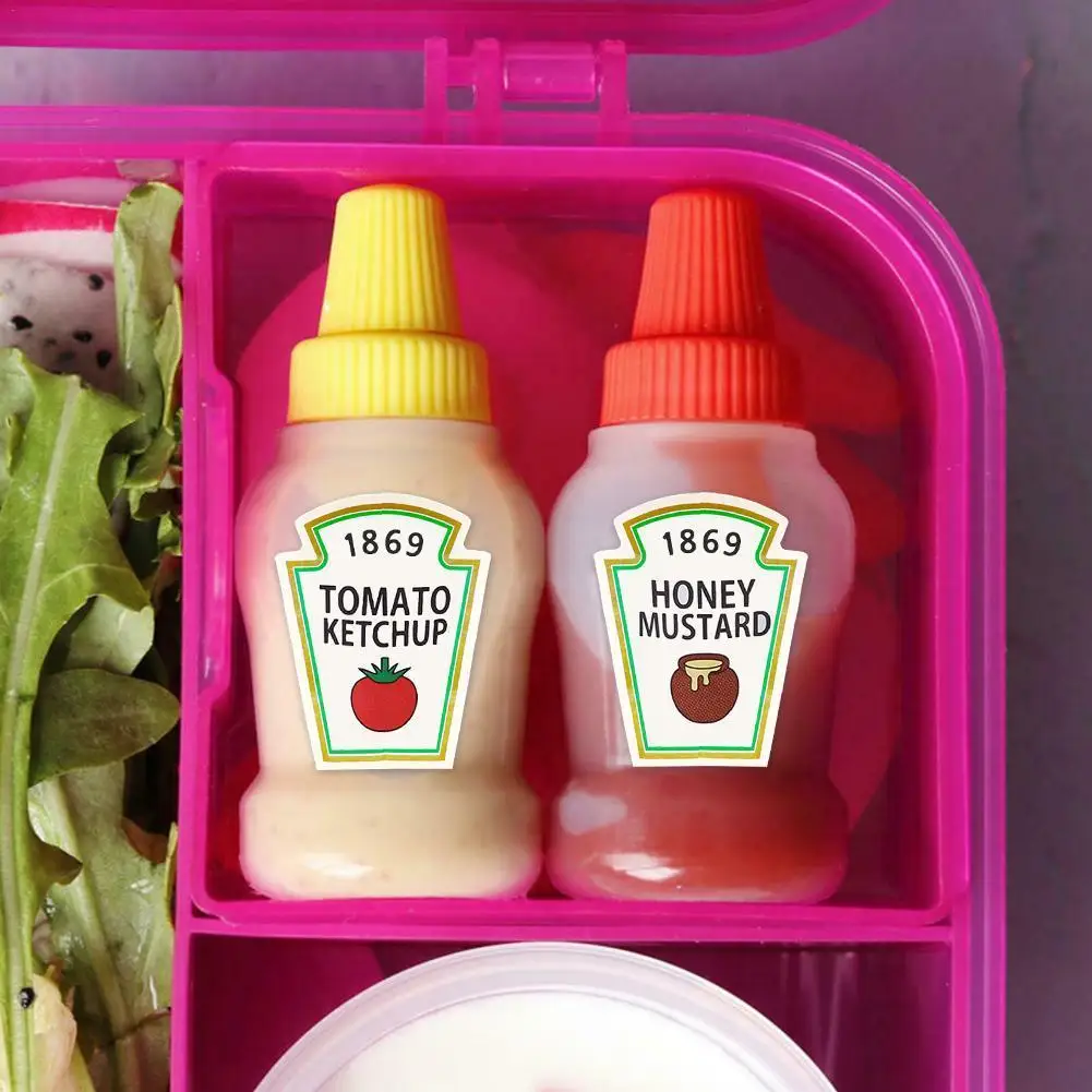 

2Pcs / Set 25Ml Mini Tomato Ketchup Bottle Portable Small Sauce Container Salad Dressing Container Pantry Containers For Bento B