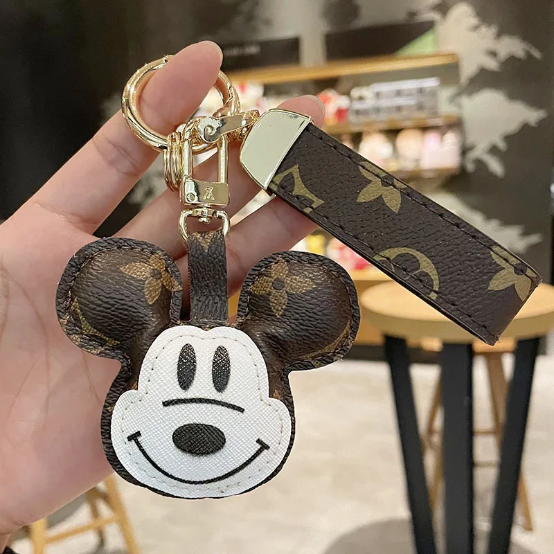 

Mickey Creative Cartoon Keychain Cute Mickey Mouse Leather Key Chain Couple Car Bag Key Chain Pendant Gift