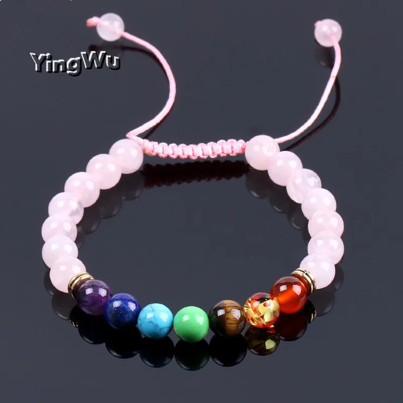 Yingwu розовый кварц браслеты и для женщин рейки натуральный камень мала бусины
