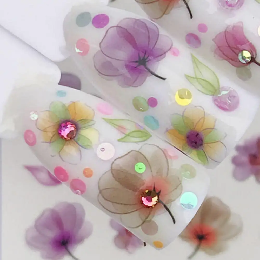 Nail Stickers Water Transfer Multiple Styles Fancy Flower Patterns Self-adhesive | Красота и здоровье