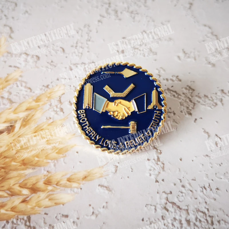 Masonic Lapel Pins Freemasonry Badge Mason Freemason BLM16 size 3.2cm Handshake gift member badge gold plated for men's | Дом и сад