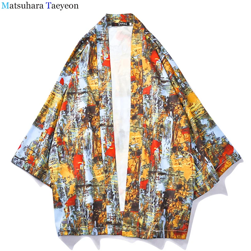 

Trend Doodling Streetwear Youthful Vitalify Men Jacket 2020 Summer Hip Hop Male jackets Kimono Harajuku clothes