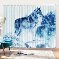 home living room decoration curtain home textile decoration bedroom grommet top curtains wolf pattern