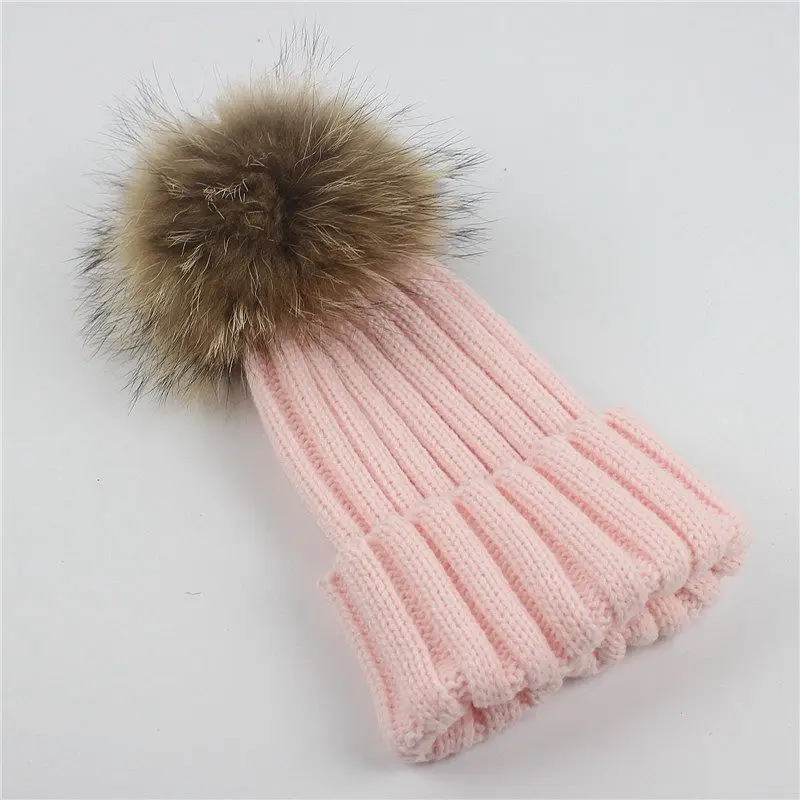 Kids Cotton Hats Baby Real Fur Pom Photo Props Newborn Children's Hat Boy Accessories Toddler Girl Cap Bonnet | Детская одежда и