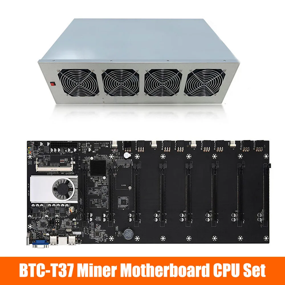 1 Set BTC-T37 Miner Motherboard CPU Set Chipset 8 Graphics card Slot DDR3 Memory Integrated VGA Interface Low Power Consumption