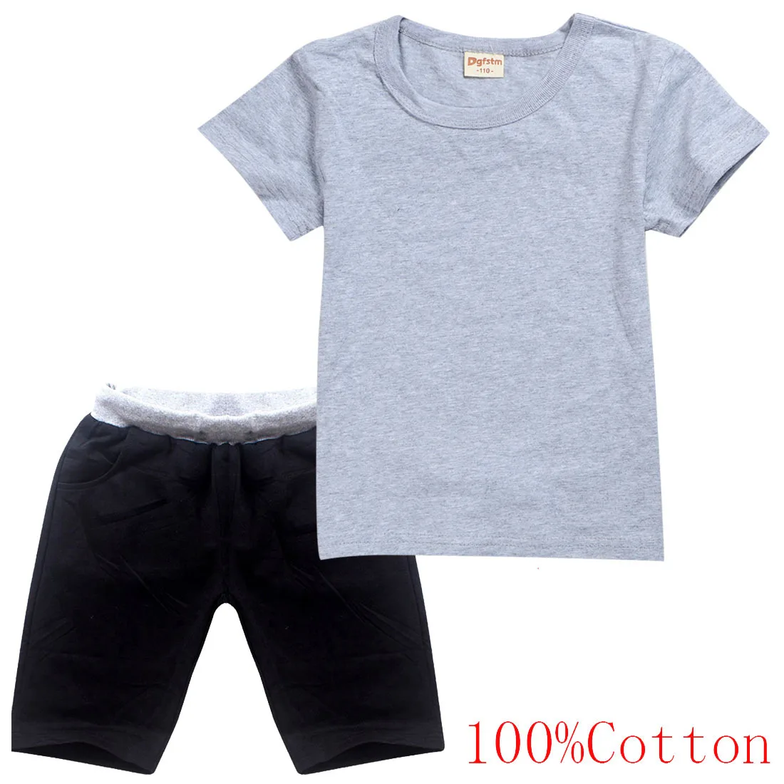 

2021 Kids Solid color Toddler Boy Clothes Summer Cotton Short Sleeve T Shirt+Shorts Creeper Cosplay Costume Girls Tops Pants Set