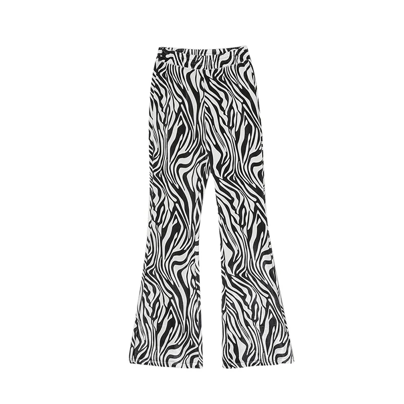 

Zebra Print Sexy High Waisted Leg Pants 2020 Autumn Ladies Vintage Fashion Skinny Flare Women Casual Female Trousers Streetwear