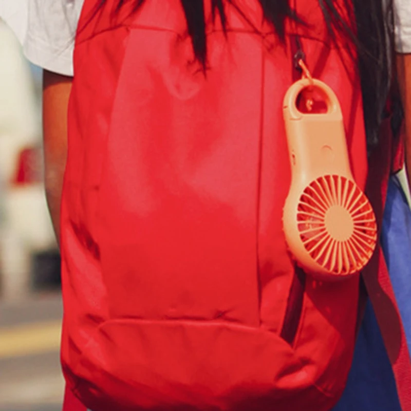 

HOT-Carabiner Fans USB Charge Handheld Fans with 7 Colors Lights Portable Small Fan C Air Cooler