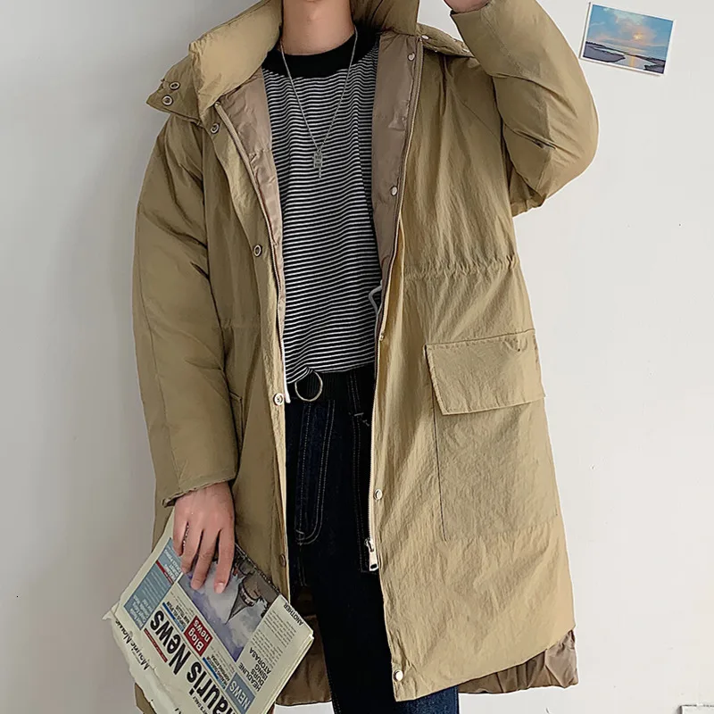 Зимнее пальто Мужская теплая Толстая Модная парка однотонная Повседневная