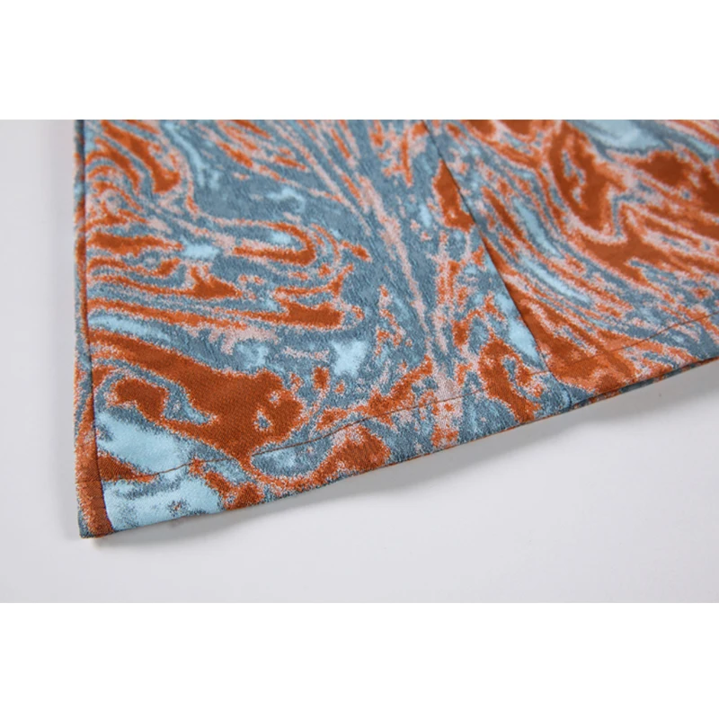 

2021 Summer Tie Dye Contrast Color Design Crop Skirt High Waist A-Line Bodycon Streetwear Fashion Retro Chic Y2K Button Clothes