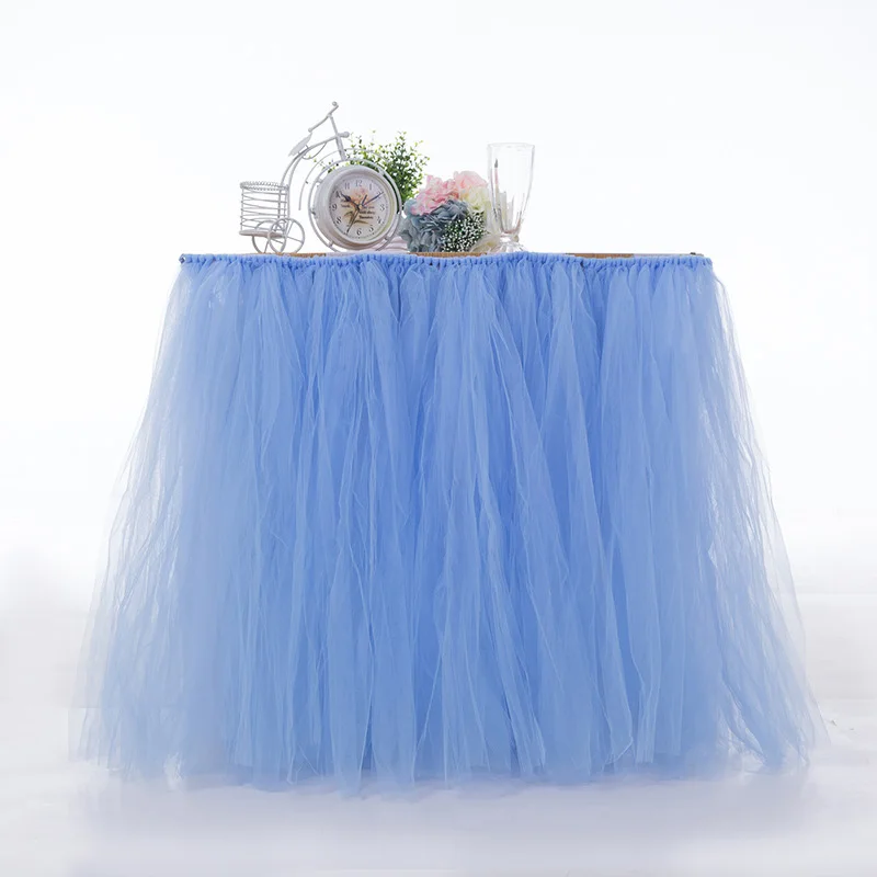light blue 1*0,8 м милые украшения стола для детского душа вечерние скатерти розовая Тюлевая юбка-пачка для стола Романтическая Свадебная вечеринка - Цвет: light blue
