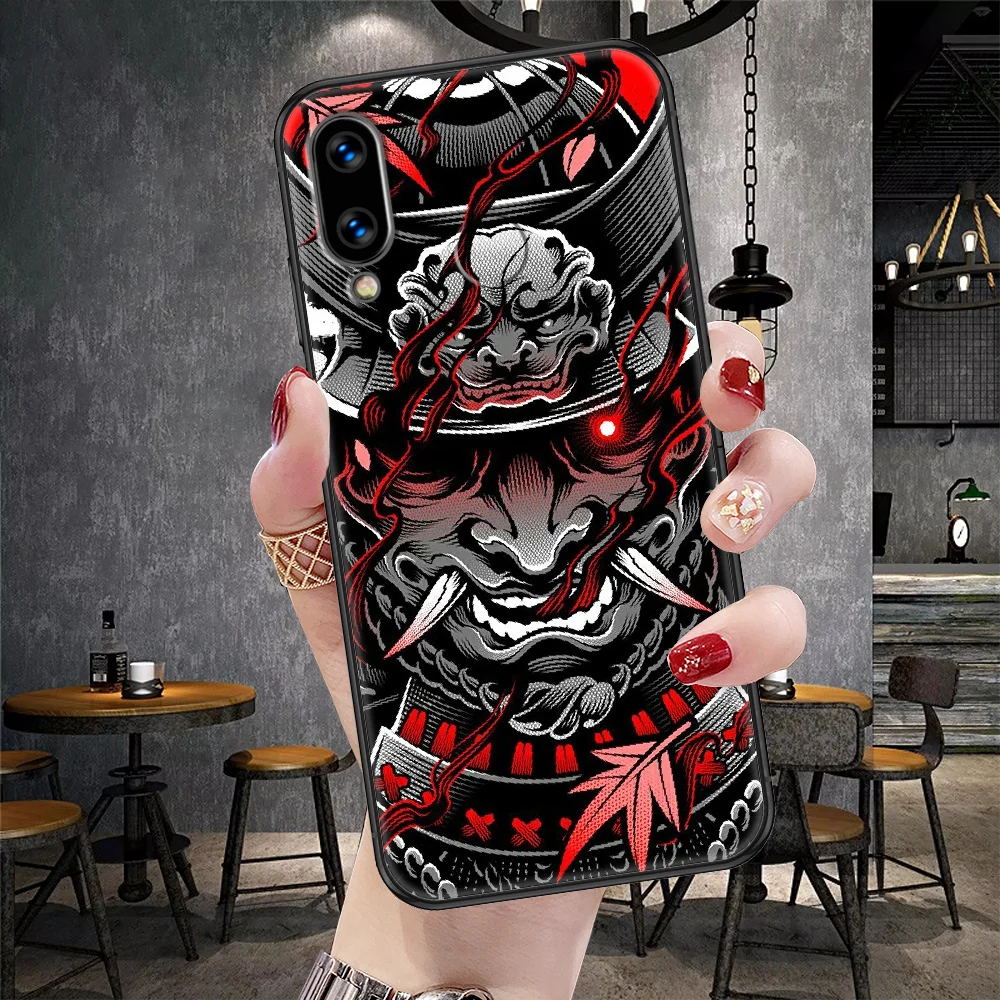 Японская телефонная защитная крышка с изображением японской маски самурая-они на чехол для Huawei Honor 6A 7A 7C 8A 8X 8 9 9X 10 10i 20 Lite Pro черного цвета роскошный мобильный чехол приятный на ощупь.