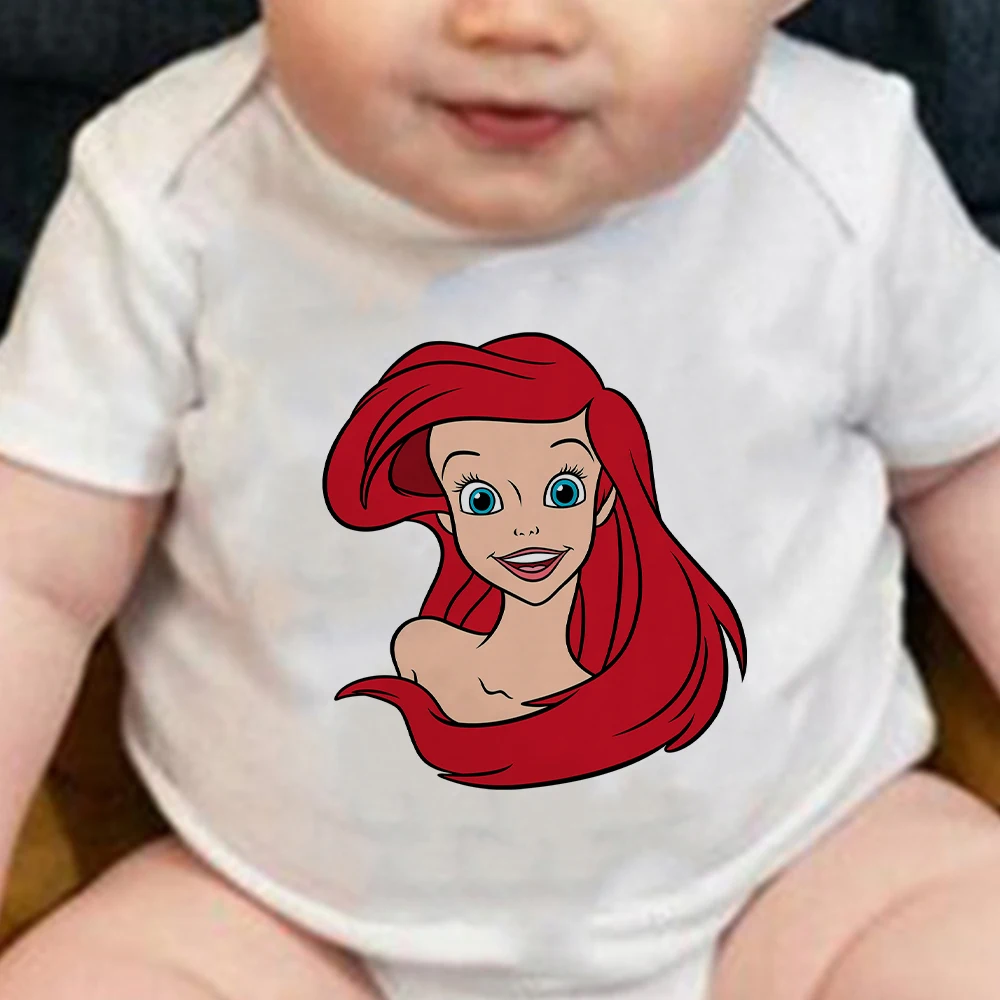 

Newborn Girl Jumpsuit Disney Princess Ariel The Little Mermaid Graphics Baby Romper Summer Cute All-Match Baby Bodysuit