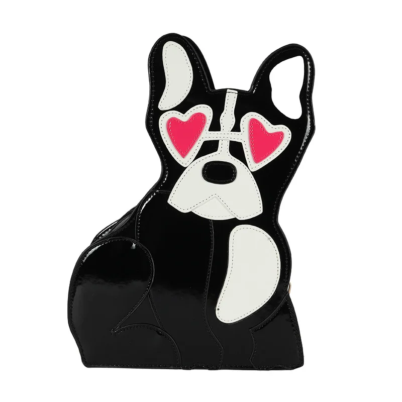 

Fashionable shoulder bag strange personality cute puppy shiny crossbody bag hit color stitching shoulder bag
