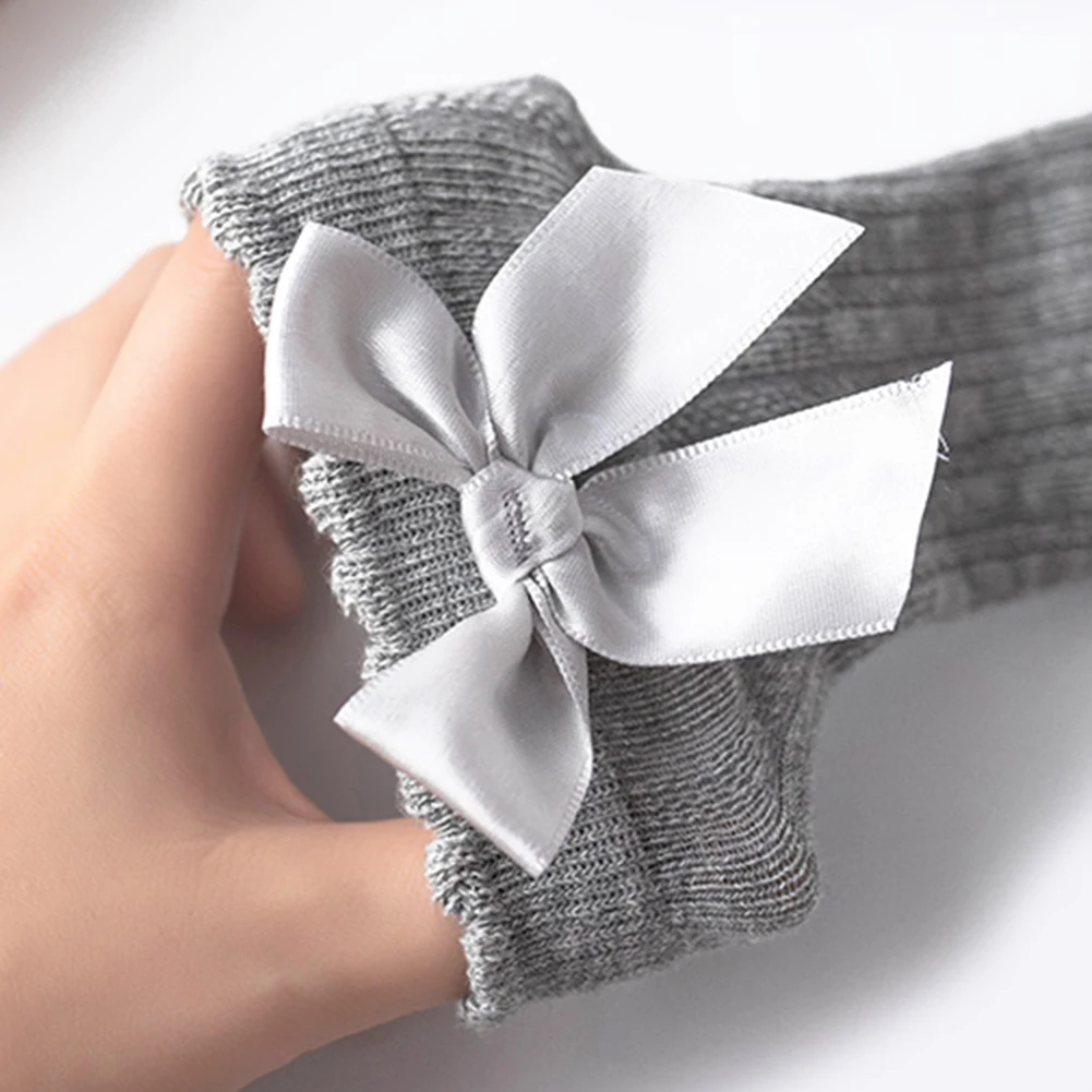 

1 Pair Baby Knee Length Socks Non-slip Warm Cotton Casual Cute Bowknot Leg Warmer Middle Tube Socks Skin-friendly Floor Socks