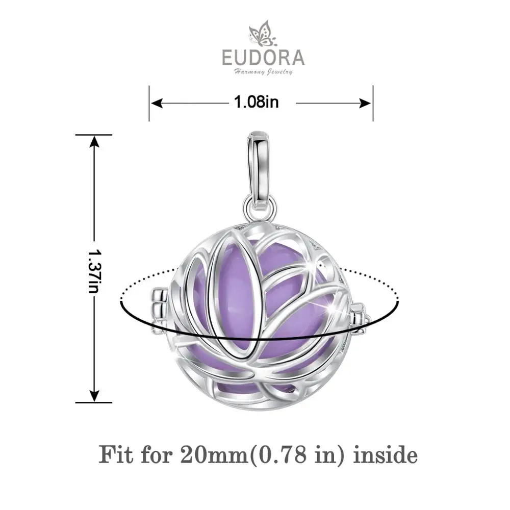 Женское колье с шаровой клеткой Eudora кулон-медальон 18 мм надписью Harmony bola lotus K387 |